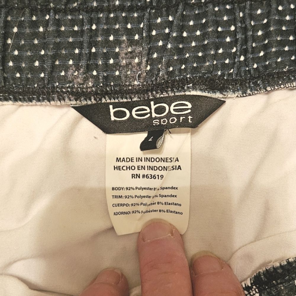 Bebe Sport Joggers Women Size L Black White Patterned Workout Lounger Pants Y2K - Picture 4 of 8